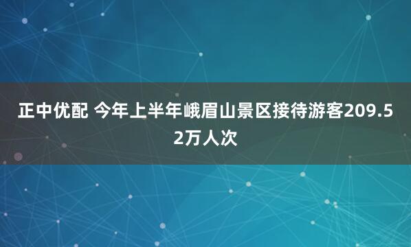 正中优配 今年上半年峨眉山景区接待游客209.52万人次