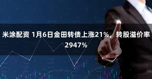米涂配资 1月6日金田转债上涨21%，转股溢价率2947%
